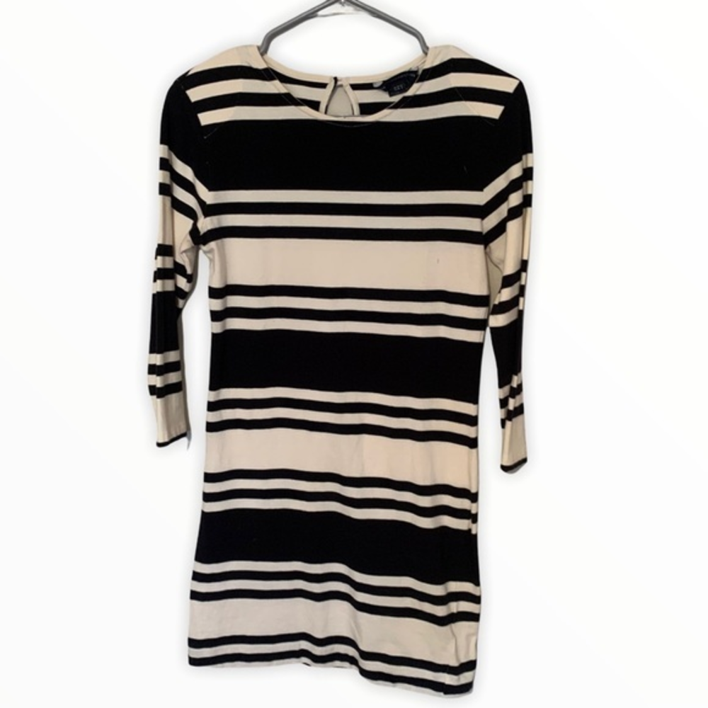 French Connection black‎ and white cream sheath dress